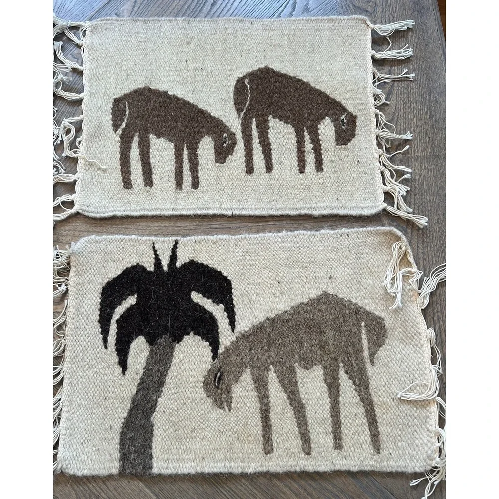 Vintage handwoven Egyptian wool tapestries Wall Decor or placemats Set Of 4